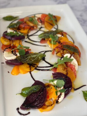 appetizer heirloom tomato and beets