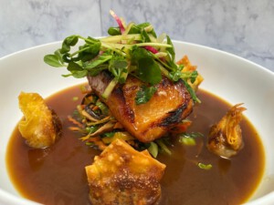 signature seabass lobster dumplings