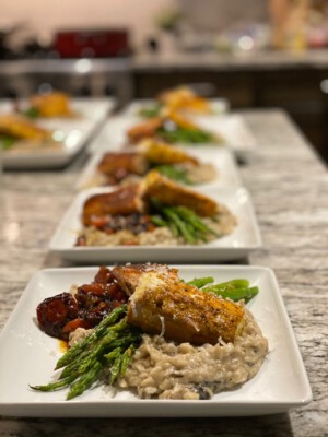 halibut asparagus private dinner